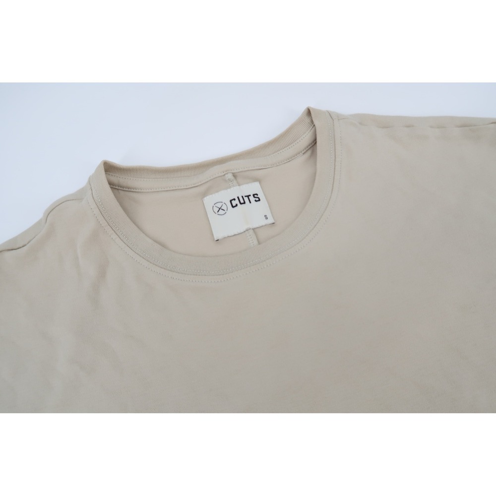 Cuts Clothing T-Shirt Mens Small Tan Curve Hem Short Sleeve Back Seam Tee
